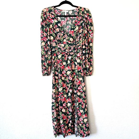 Leith Nordstrom Green & Pink Floral Midi Dress Size Small - Picture 1 of 7